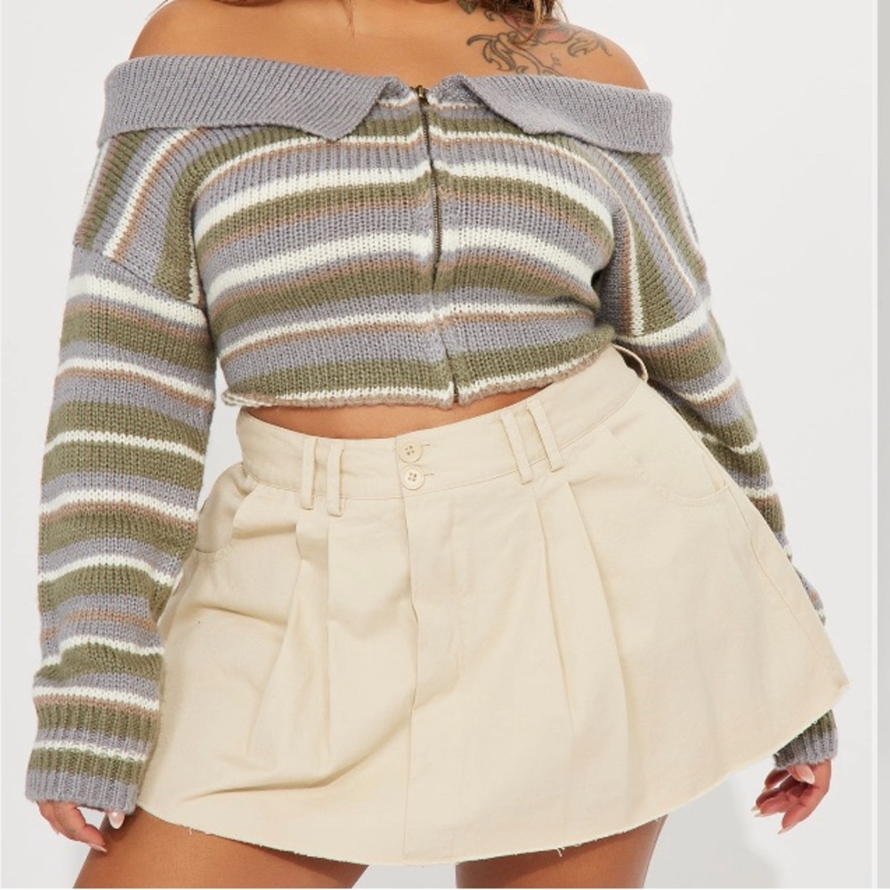 Striped Off-Shoulder Sweater